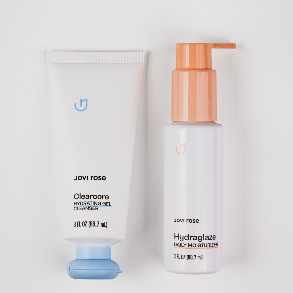 Jovi Rose Core Duo, Clearcore cleanser and Hydraglaze moisturizer