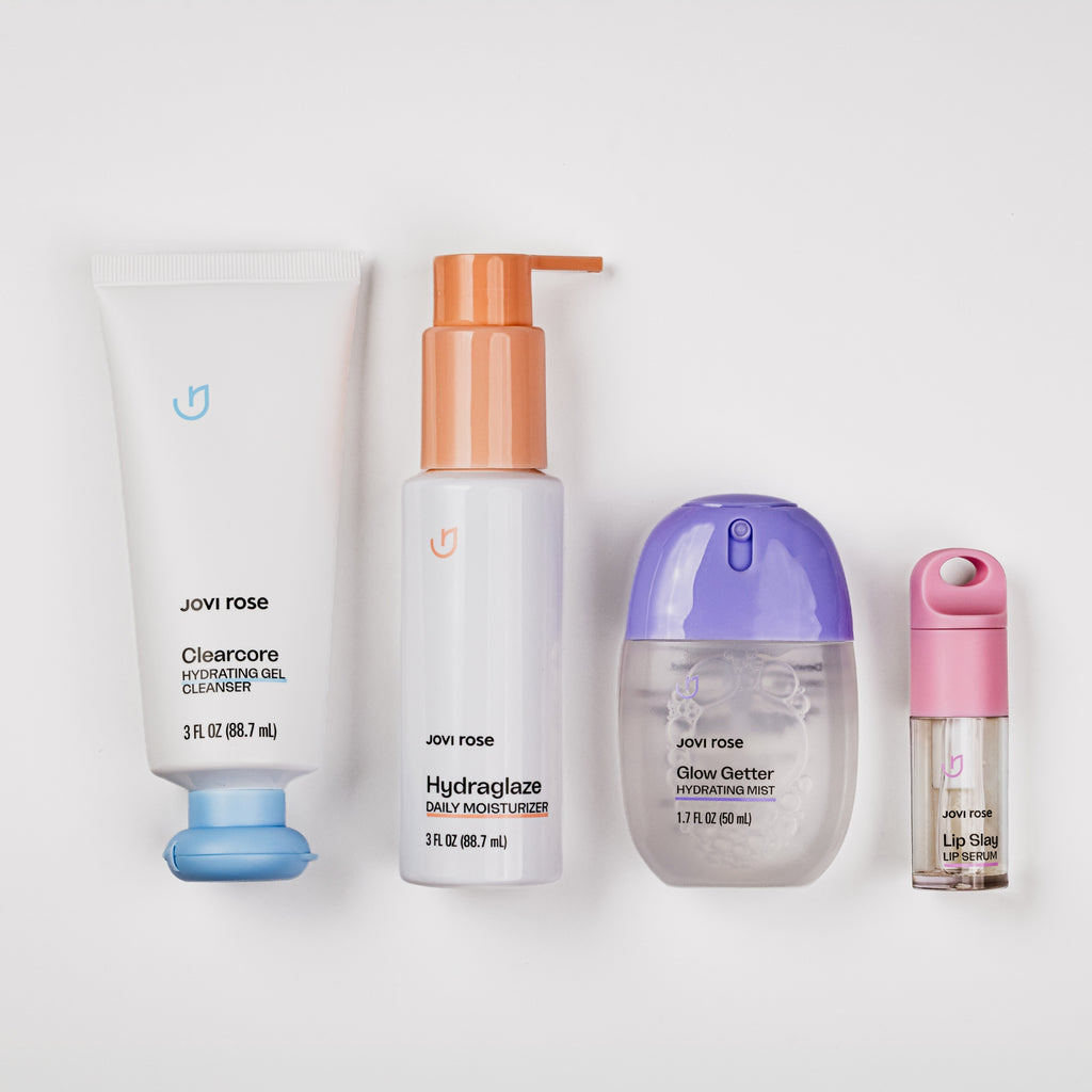 Jovi Rose Complete Routine, 4-step skincare set for tweens and teens